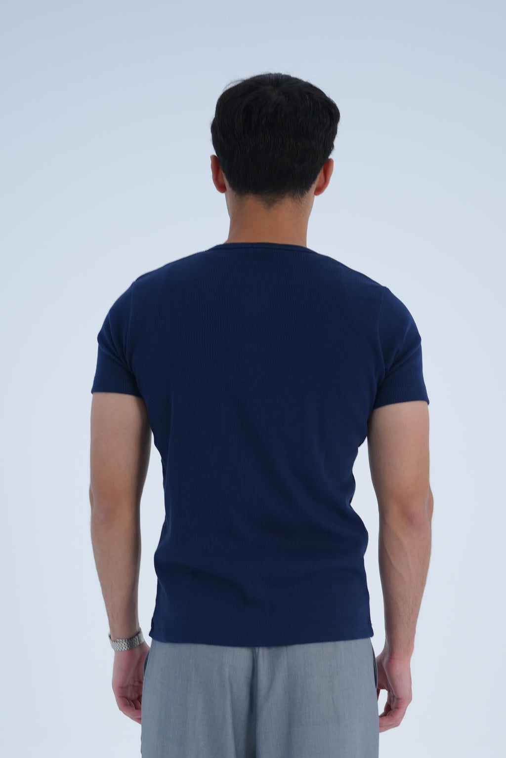 SLIM-FIT RIBBED HENLEY T-SHIRT