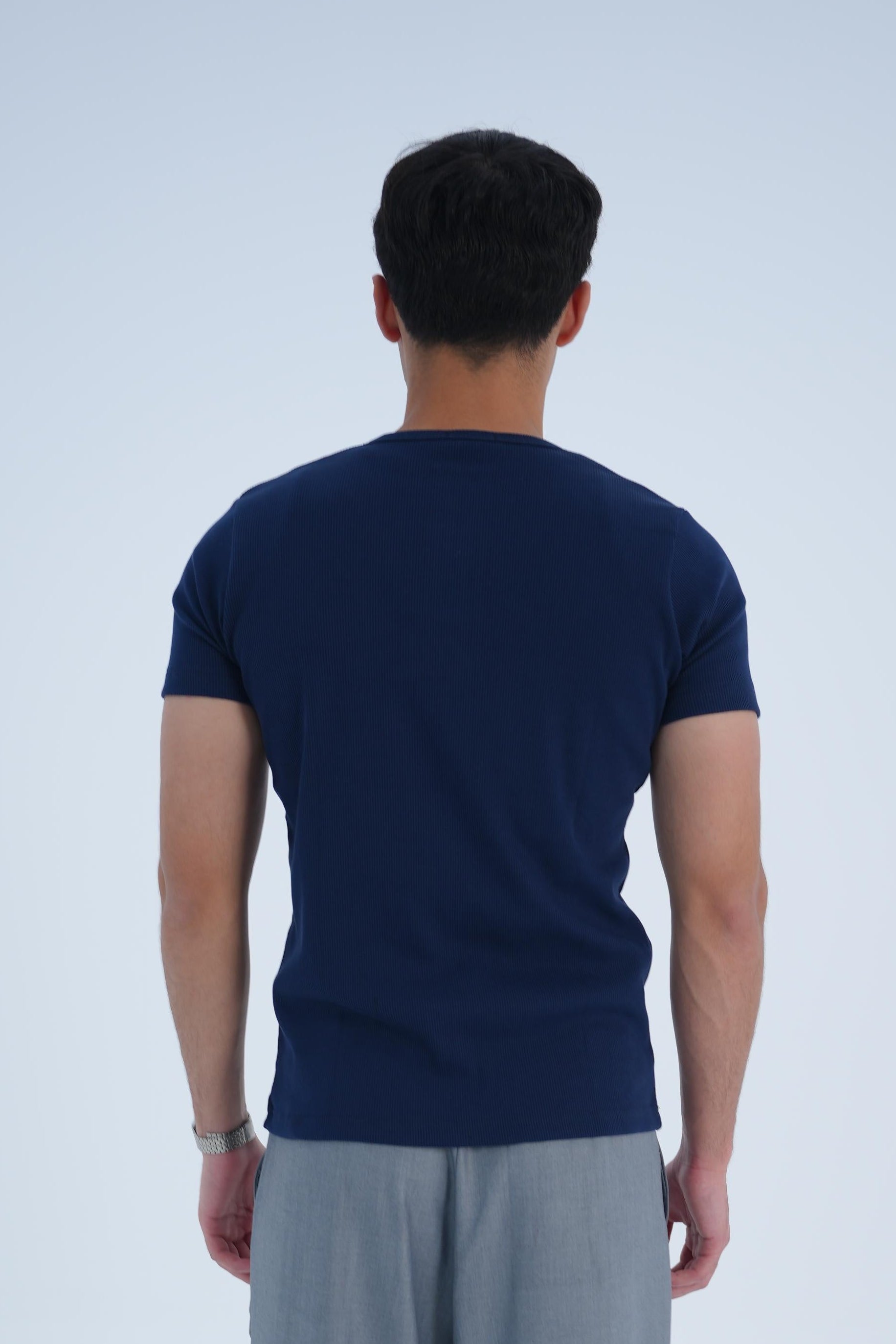 SLIM-FIT RIBBED HENLEY T-SHIRT